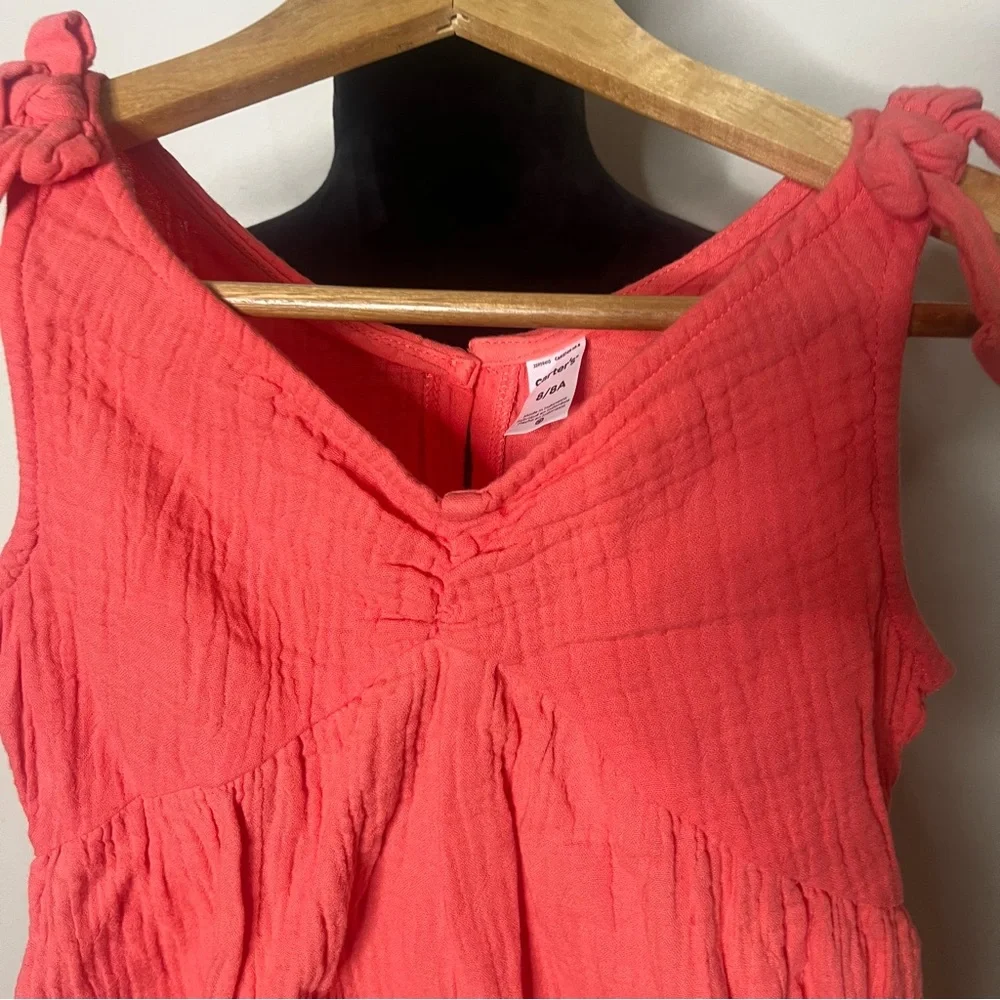 Carters Girls Coral Tie Shoulder Romper‎ Sz 8